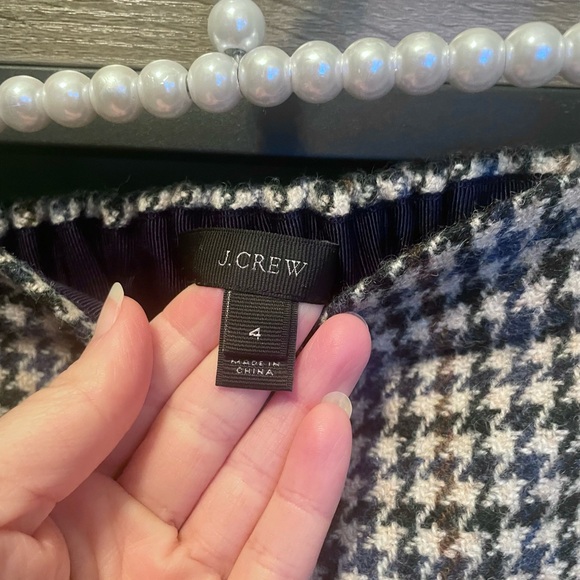 🐻 J Crew teal/brown/tan wool houndstooth peplum mini preppy skirt W:14” L:16” - Picture 4 of 4